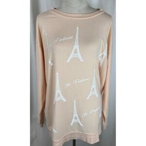 Wildfox Paris Eiffel Tower Je Taime Peach Sweatshirt XS